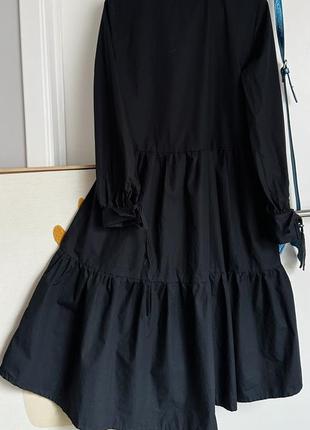 Хлопковое черное ярусное платье7 фото