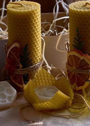 Натуральні свічки з вощини гіпоалергенний медовий набір для дому і декору3 фото