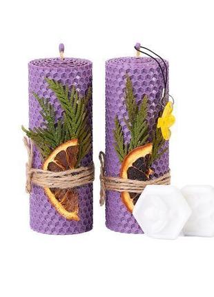 Сувенирный свечей бузкового цвета из  вощины для подарков гостям и декора дома и свят2 фото
