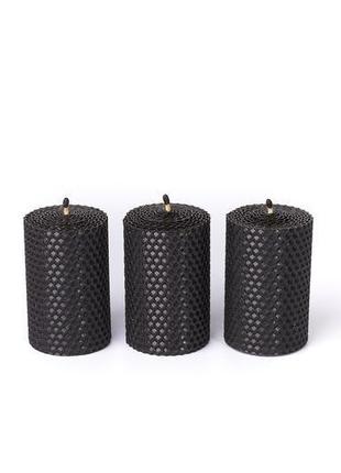 Интересный эко подарок для мужчины. набор из 3 свечей черного цвета для декорирования и уюта дома7 фото