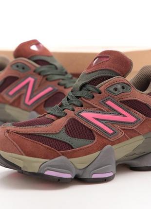 Жіночі замшеві кросівки new balance 9060 black bordo нью беланс 9060 наложка1 фото