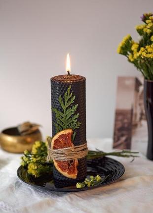 Большая черная еко свеча для релаксу медитации подарка и декора дома3 фото