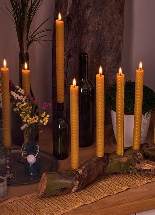 8 натуральних свечей из вощины.подарочные еко набор свечей для дома и декора
