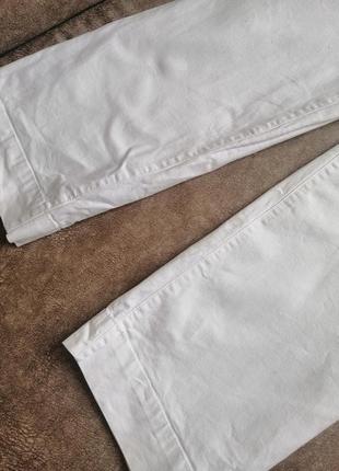 Белые женские котоновые брюки брюки прямые высокая посадка marks and spencer4 фото