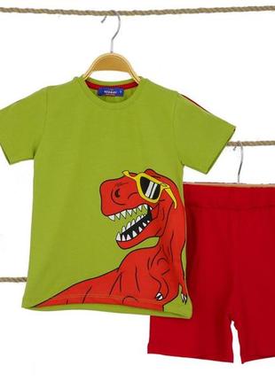 Костюм футболка и шорты на рост от 104 до 128 динозавр