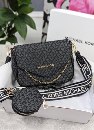 Сумка женская  michael kors кросс-боди 2 в 1 майкл корс черная