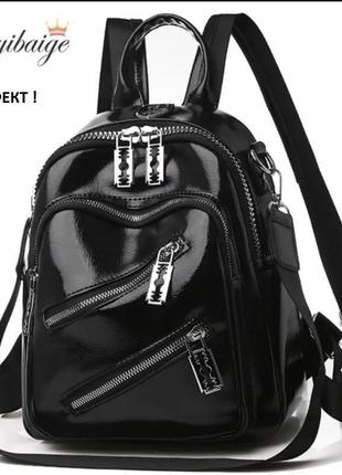 Женский модный черный рюкзак из экокожи