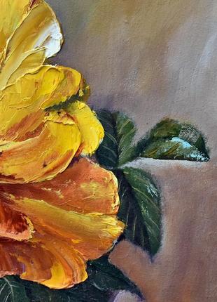 Желтый цветок, живопись маслом, размер 20х30см2 фото