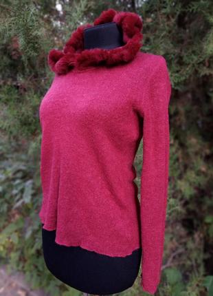 Червоний светр теплий натуральний хутро мохер james lakeland italy, італія2 фото
