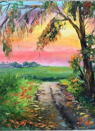 Вечірній краєвид, оргаліт, 30х30