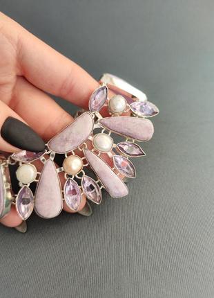 Кольє кунцит, аметист, перли. кольєз кунциту, аметисту, перлів. намисто кунцит. індія.