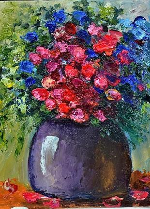 Мінімалізм живопис, квіти у вазі, 20х20