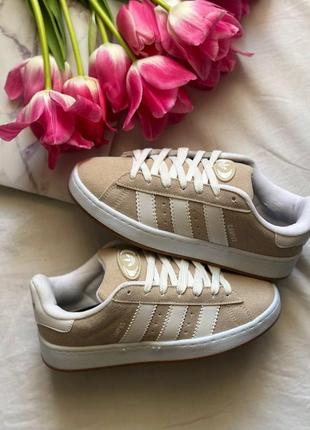 Замшеві кросівки adidas campus beige3 фото