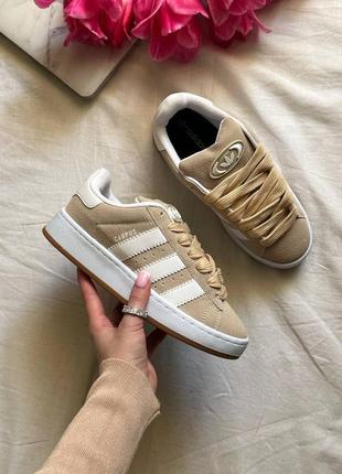 Замшеві кросівки adidas campus beige9 фото