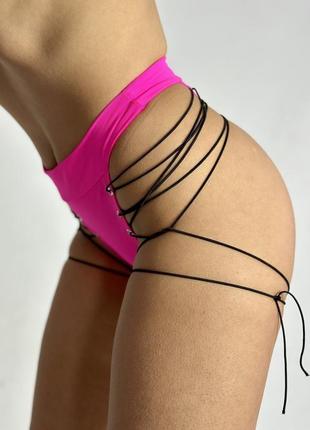 Рожеві шорти стрінги на мотузочках для танців, тверка, полденса, стріппластики