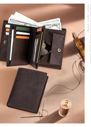 Кошелек мужской кожаный портмоне коричневый4 фото