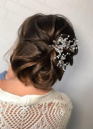 Свадебное украшение для волос, веточка в прическу, украшение в прическу, ободок, гілочка в зачіску4 фото