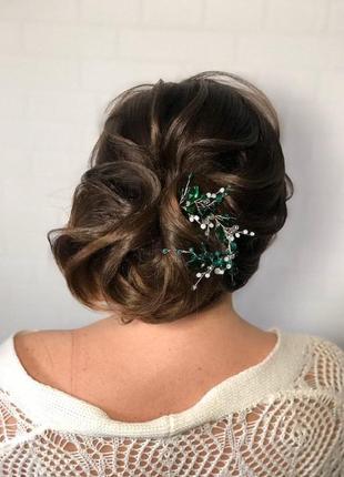 Свадебное украшение для волос, веточка в прическу, украшение в прическу, прикраса в зачіску1 фото