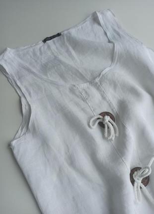 Красива оригінальна італійська річна біла блуза льняна4 фото
