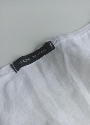 Красива оригінальна італійська річна біла блуза льняна8 фото