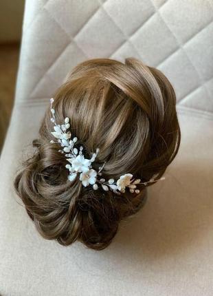 Гілочка для весільної зачіски гілочка з квітами4 фото