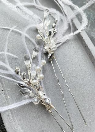Свадебное украшение в прическу невеста свадьба гребень шпильки2 фото