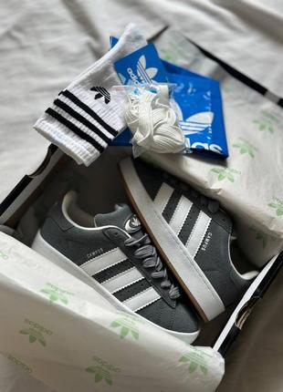 Замшевые кроссовки adidas campus grey white2 фото