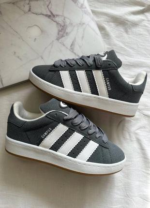 Замшевые кроссовки adidas campus grey white8 фото