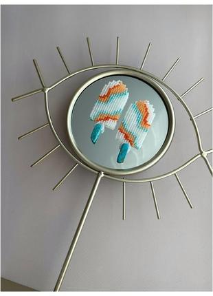 Сережки из чешского бисера с натуральным камнем говлит под бирюзу