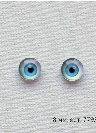Стеклянные глазки для кукол и игрушек в сине-голубой гамме, 8 мм3 фото