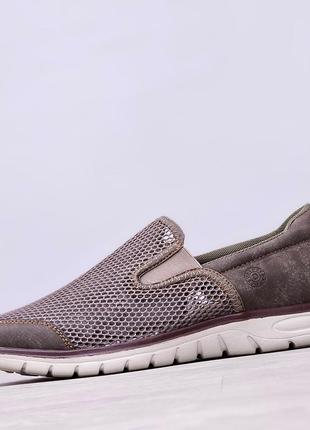 Мокасины слипоны мужские коричневые лето сетка, мокасини сліпони чоловічі коричневі літо сітка