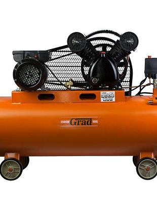 Компресор ремінний v 2.5 квт 378л/хв 8бар 100 л (2 крани), gra...