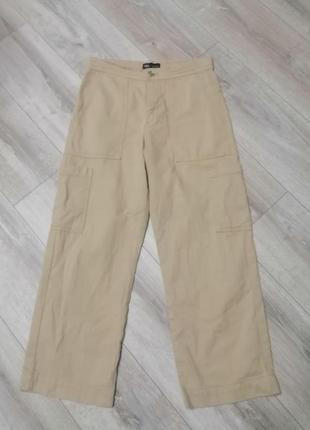 Прямые карго брюки брюки брюки с карманами zara straight beige cargo pants zara