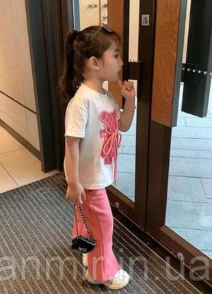 Дитячий стильний костюм для дівчинки рожевий2 фото
