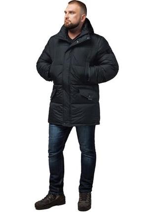 Чоловіча зимова чорна куртка великого розміру модель 3284 58 (4xl) поліестер з вітро - і водозахисним покриттям, знімний, куртка великого розміру, д…