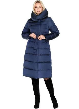 Брендовая синяя куртка женская теплая модель 31515 (остался только 44(s))