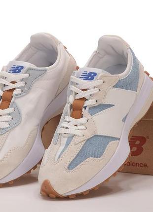 Жіночі замшеві кросівки new balance 327 white grey нью беланс 327 наложка1 фото