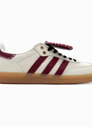 Новинка топовые женские кроссовки adidas samba wales bonner white/bordo