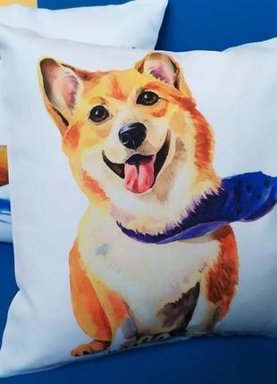Декоративна подушка коргі київ, подушка такса, осіння затишна подушка, подарунок коргі київ, такса