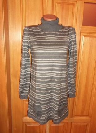Туника платье пуловер полоска серое серебро  под лосины р. m-l - orsay