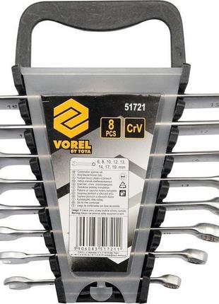 Ключі ріжково-накидні cr-v, м 6-19 мм, набір 8 шт., 51721 vorel