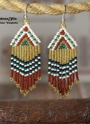 Серьги золотисто-коричневые