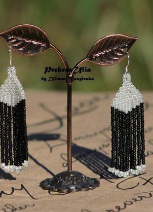 Серьги серебряно-черные