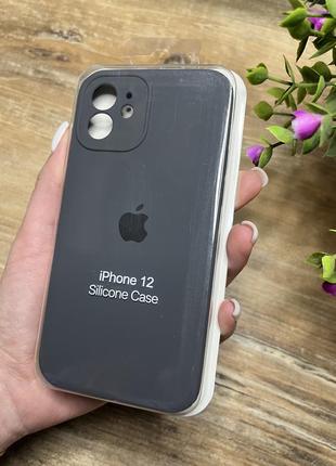 Чехол на iphone 12 квадратных борта чехол на айфон silicone case full camera на apple айфон