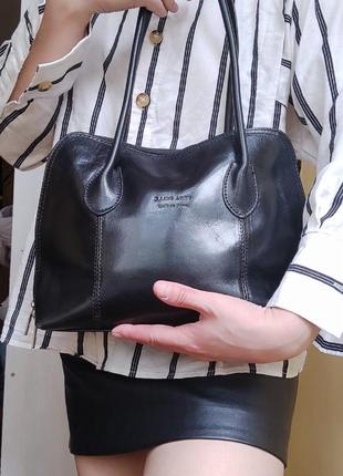 Итальянская черная кожанная сумка ретро винтаж vera pelle3 фото