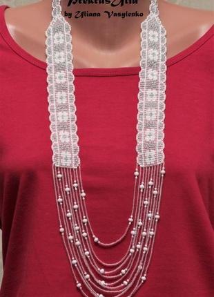 Білий мереживний гердан 4