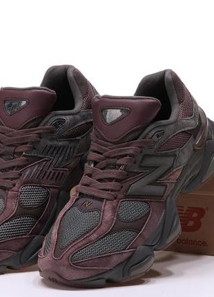 Жіночі замшеві кросівки new balance 9060 black bordo нью беланс 9060 наложка1 фото