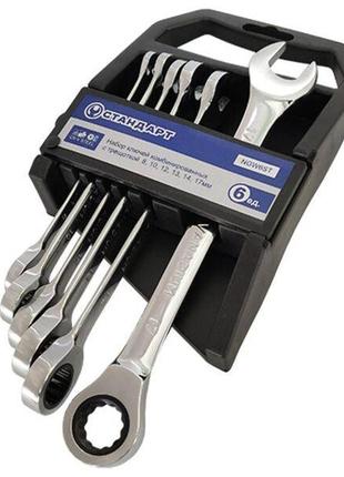 Набір ключів комбінованих із тріскачкою 8,10, 12-14, 17 мм 6 о...