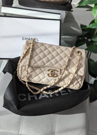 Сумка женская клатч chanel средний шанель молочный