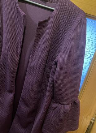 Кардиган пиджак жакет вафельной ткани баклажанового цвета2 фото